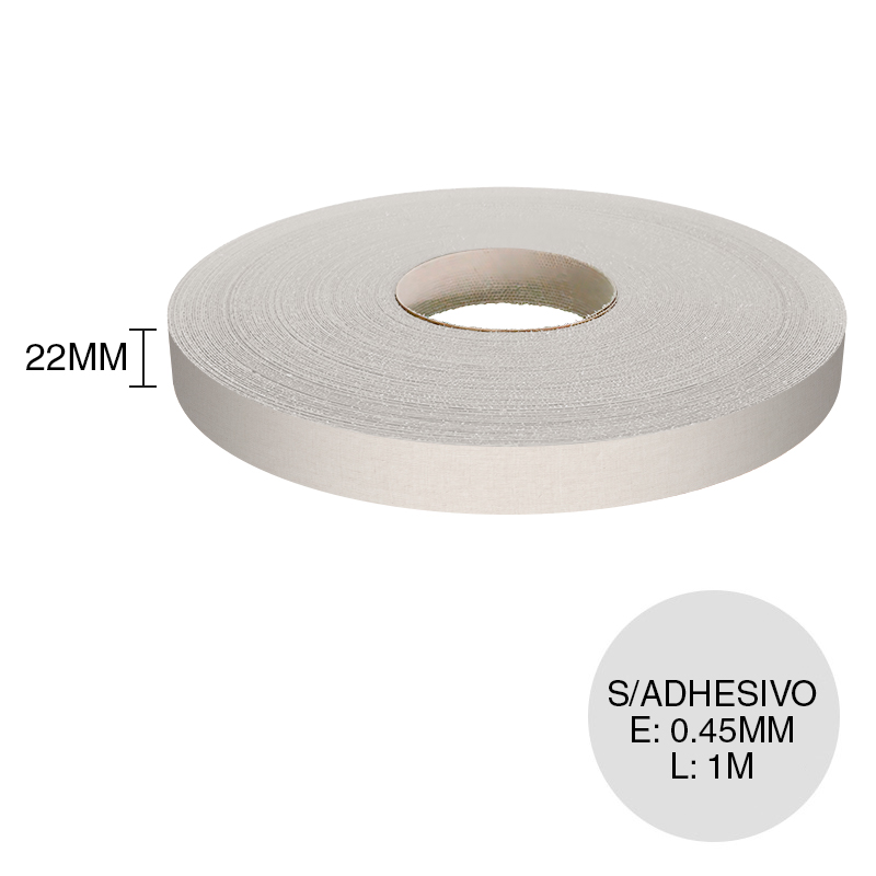 Canto PVC sin adhesivo lino chiaro hilado 0.45mm x 22mm x 1m