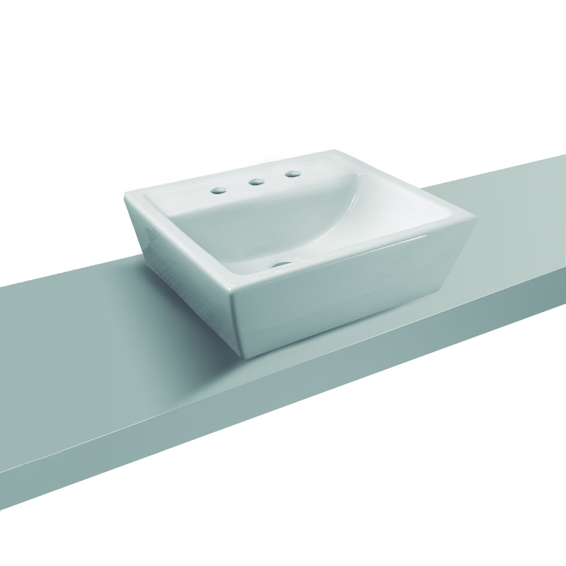 Bacha lavatorio porcelana Zen Sendai de apoyo 3 agujeros blanco brillante 160mm x 410mm x 465mm