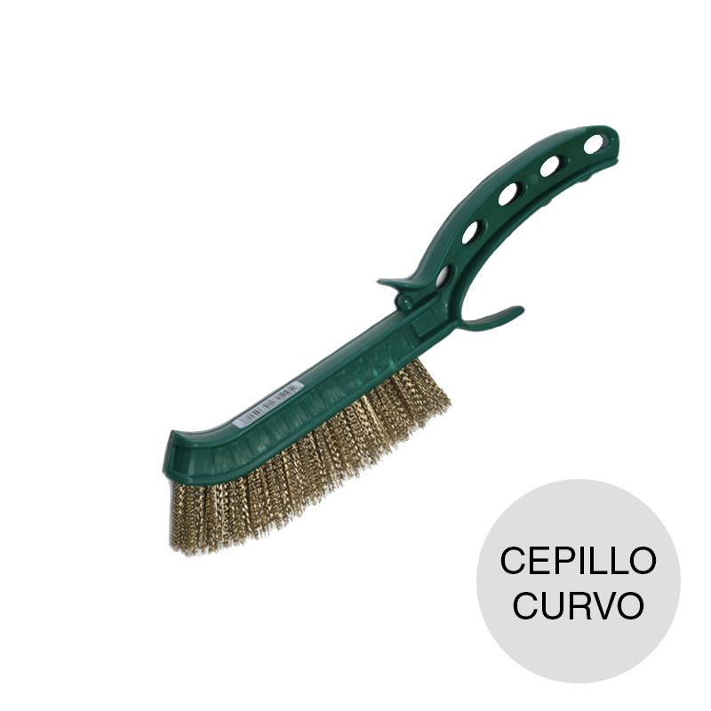 Cepillo bronce curvo mango plastico