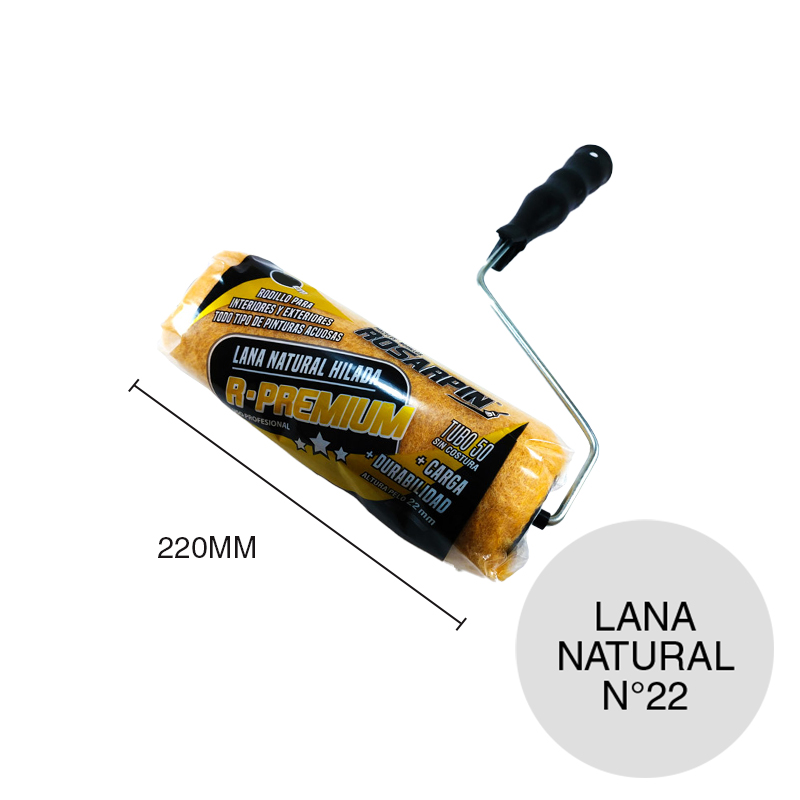 Rodillo hilado R-Premium N°22 lana natural hilada tubo 50mm x 220mm