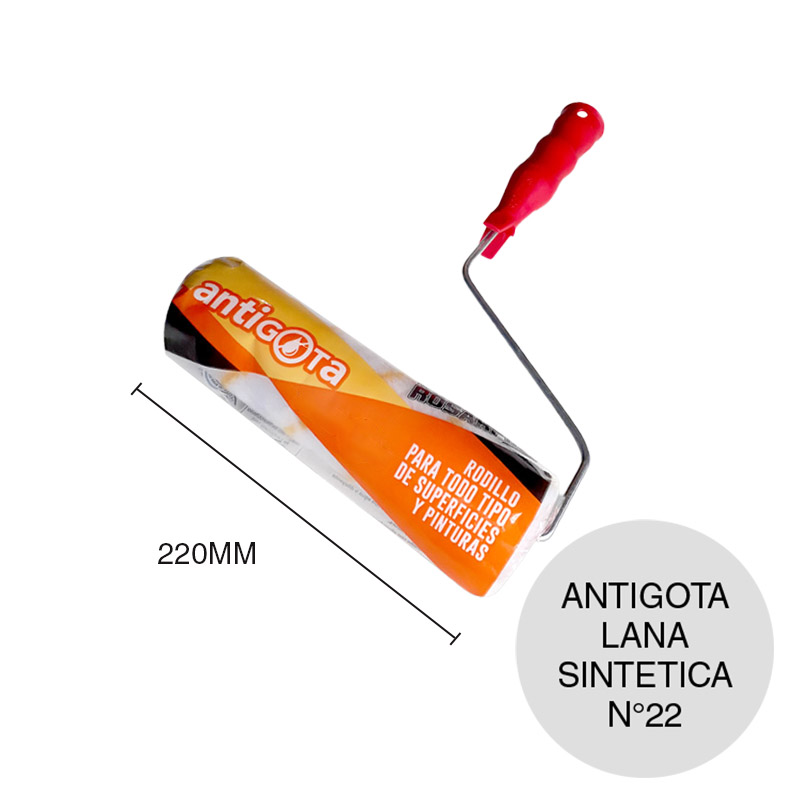 Rodillo Antigota N°22 lana sintetica Linea Tradicional tubo 40mm x 220mm