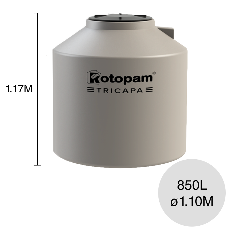 Tanque agua 850l Clasico tricapa polietileno ø 1.10m x 1.17m