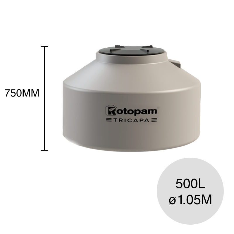 Tanque agua 500l Patagonico tricapa polietileno ø 1.05m x 750mm