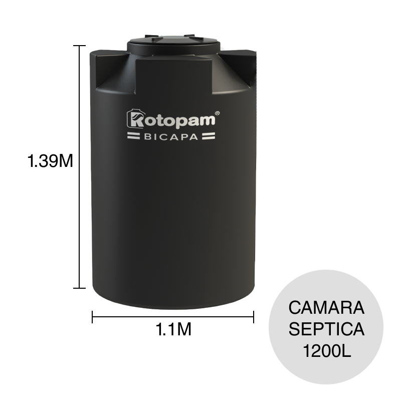 Camara septica 1200l polietileno ø 1.1m x 1.39m
