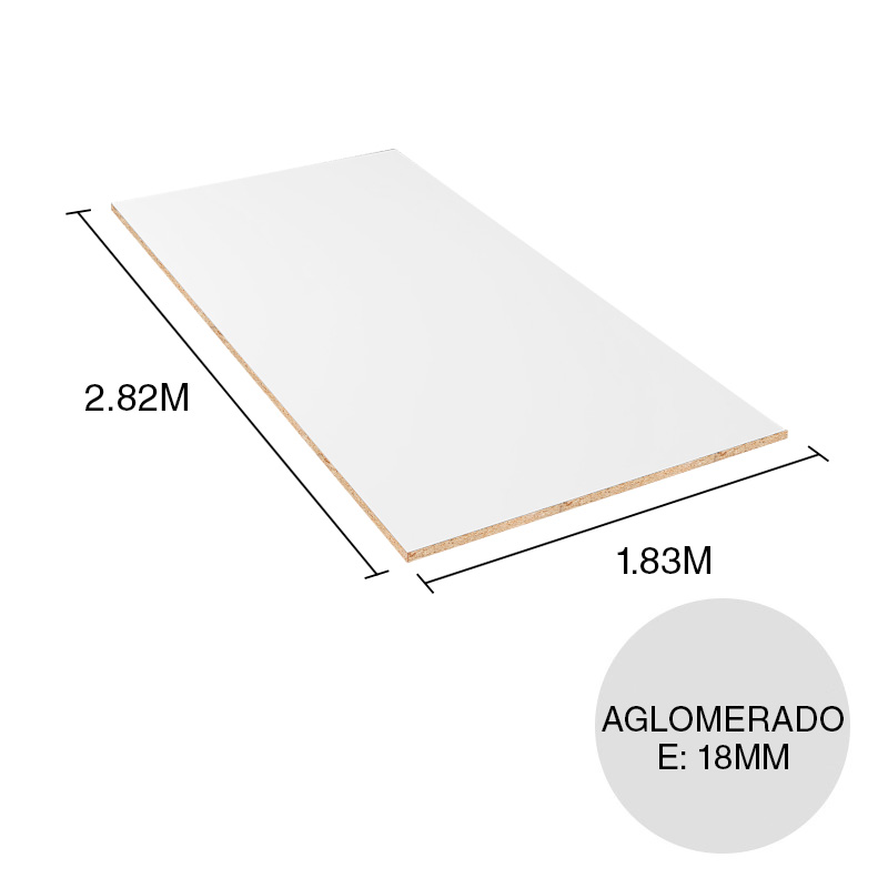 Tablero melamina aglomerado Semplice lucido blanco 18mm x 1.83m x 2.82m