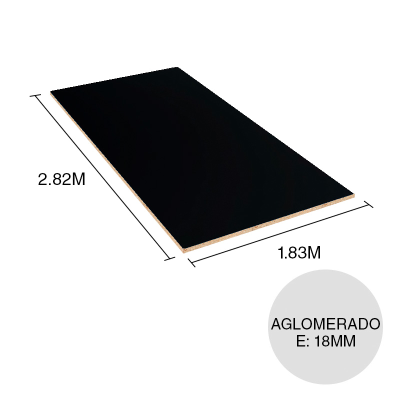 Tablero melamina aglomerado Semplice cera nero 18mm x 1.83m x 2.82m