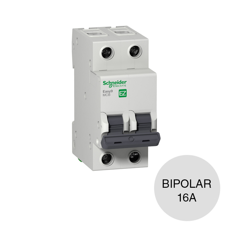 Interruptor termomagnetico Easy9 MCB bipolar 16A 4.5kA curva C