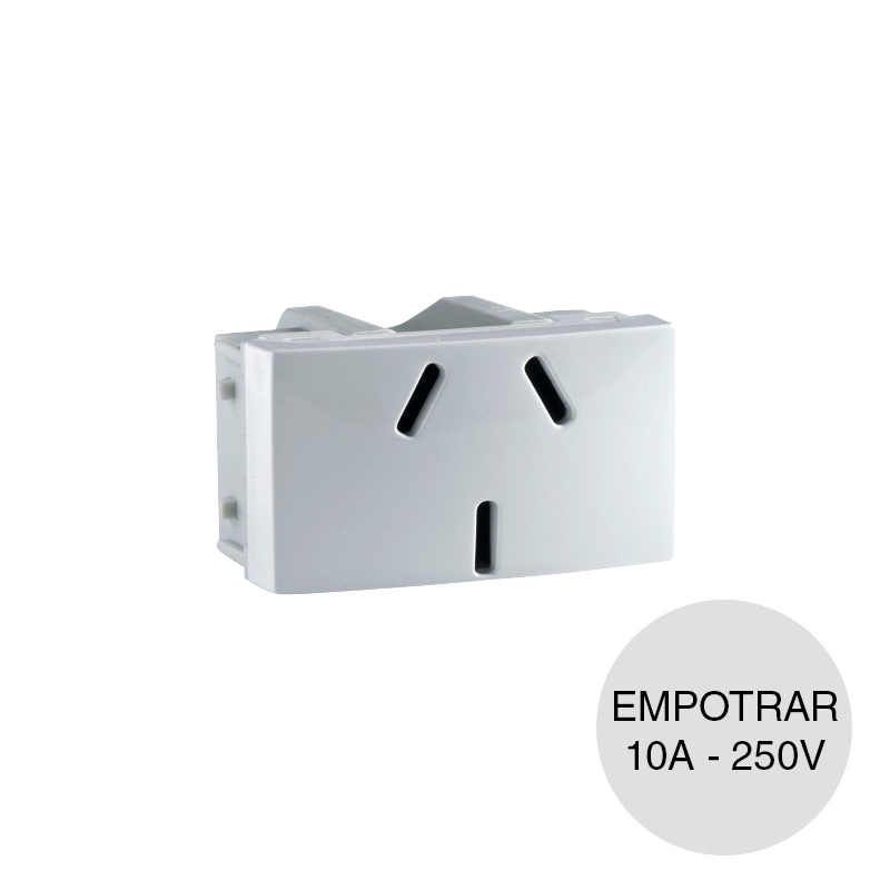 Tomacorriente c/tierra Base empotrar 10A - 250v blanco