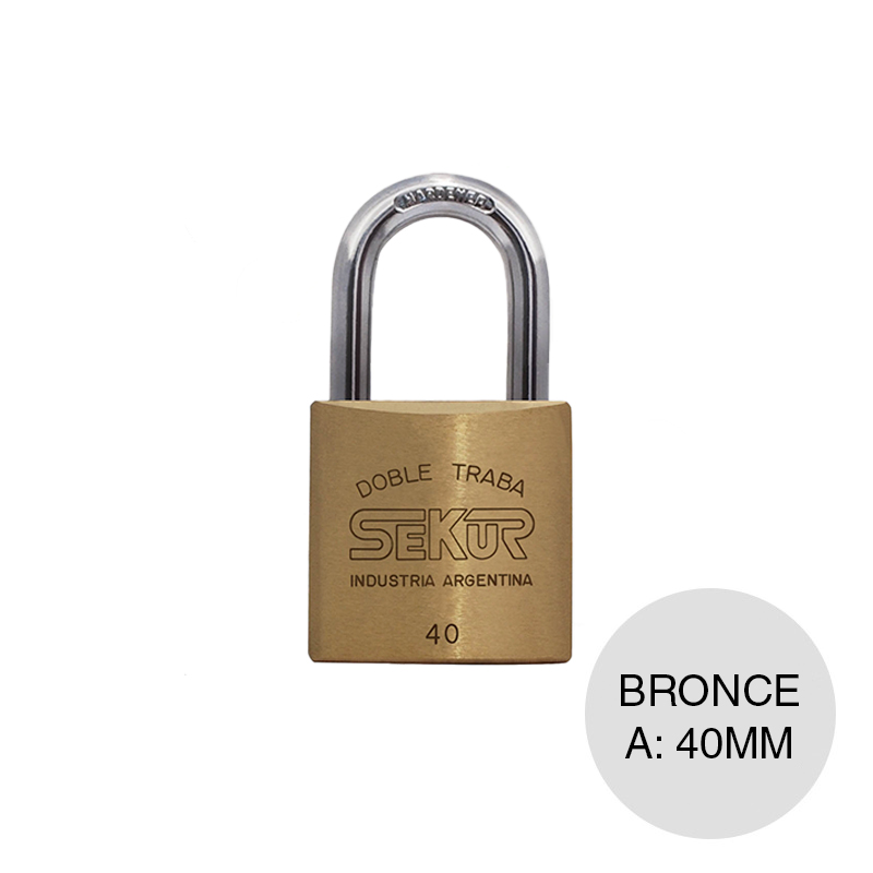 Candado bronce macizo doble traba 40mm