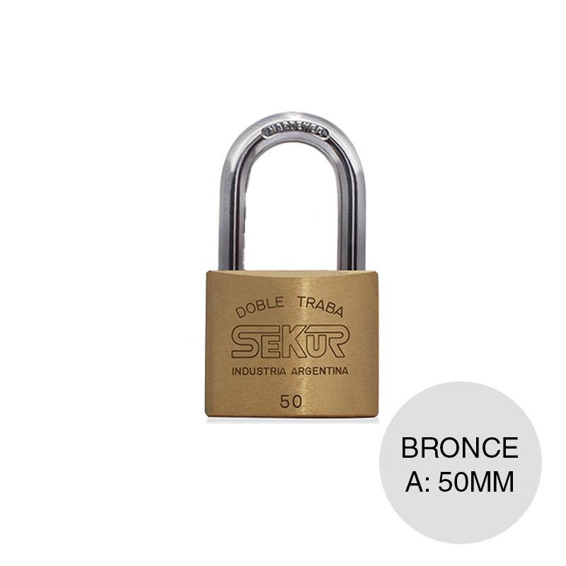 Candado bronce macizo doble traba 50mm