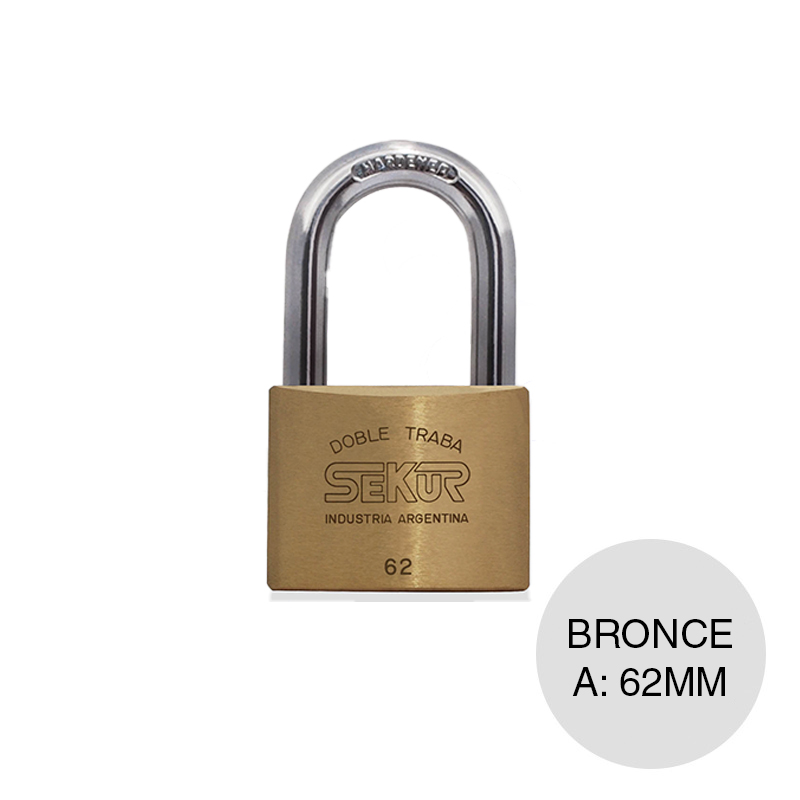 Candado bronce macizo doble traba 62mm
