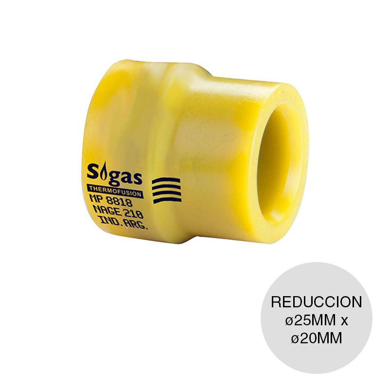 Buje reduccion macho-hembra acero polietileno gas union thermofusion electrofusion ø 25mm x ø 20mm