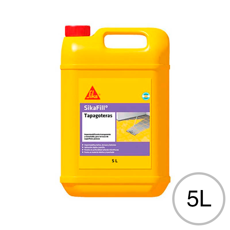 Impermeabilizante superficies porosas acrilico Sikafill tapagoteras transitable transparente bidon x 5l