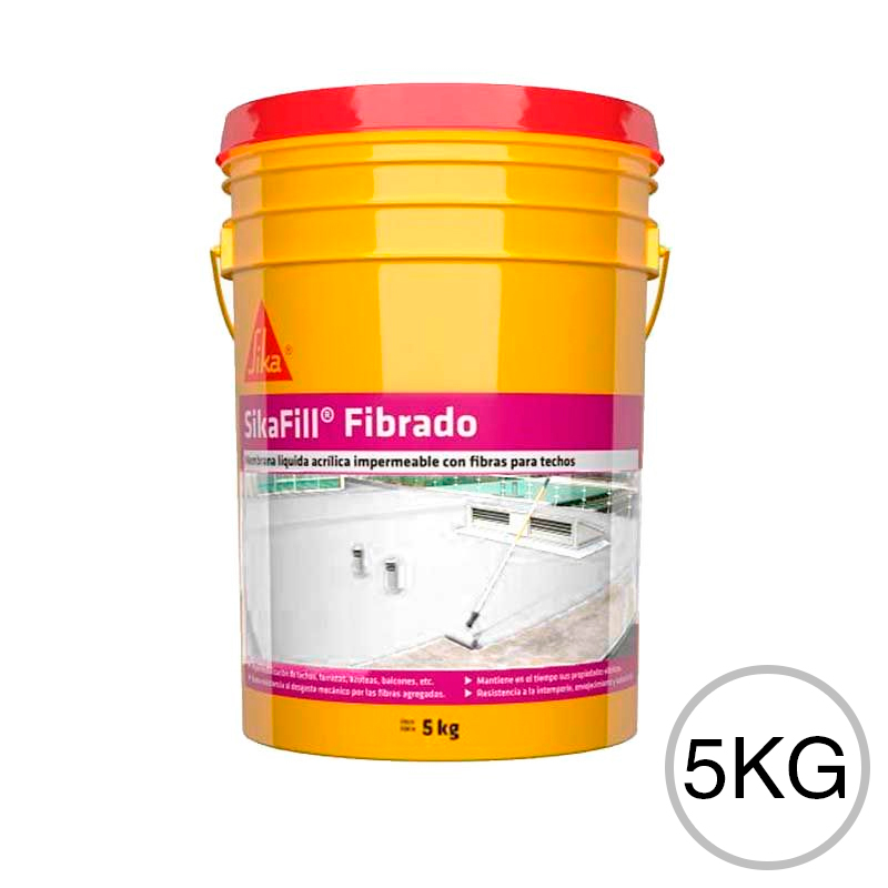 Membrana liquida acrilica Sikafill fibrado techos transito ocasional blanco balde x 5kg