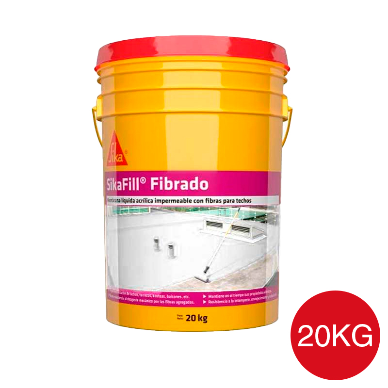 Membrana liquida impermeabilizante acrilica Sikafill fibrado techos transito ocasional rojo ceramico balde x 20kg
