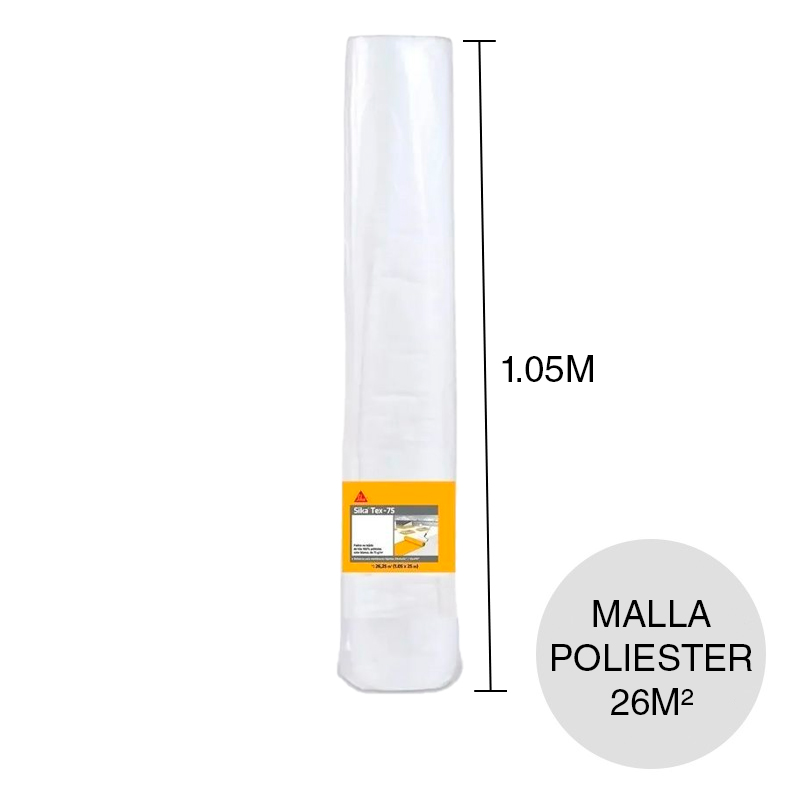 Malla refuerzo membranas liquidas Sika Tex-75 poliester 1.05m x 25m rollo x 26m²