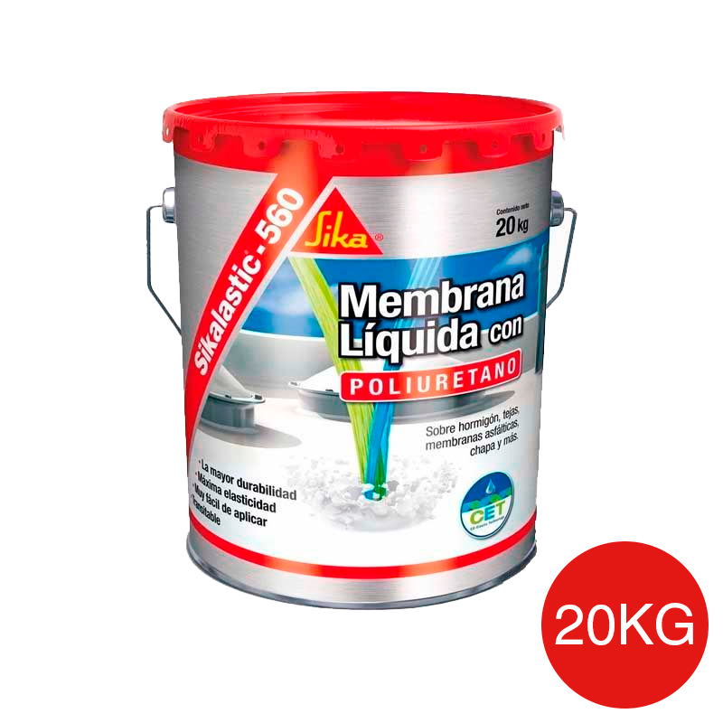 Membrana liquida impermeabilizante techos acrilica Sikalastic-560 con poliuretano rojo lata x 20kg