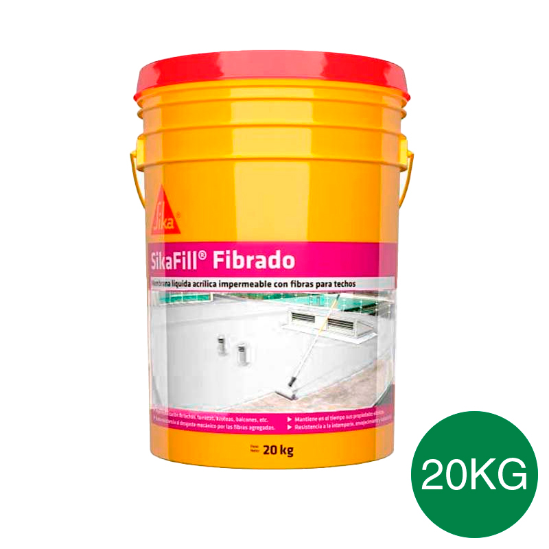 Membrana liquida impermeabilizante acrilica Sikafill fibrado techos transito ocasional verde balde x 20kg