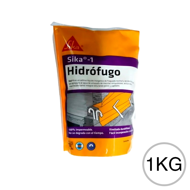 Aditivo hidrofugo mezclas cementicias Sika-1 inorganico pack x 1kg