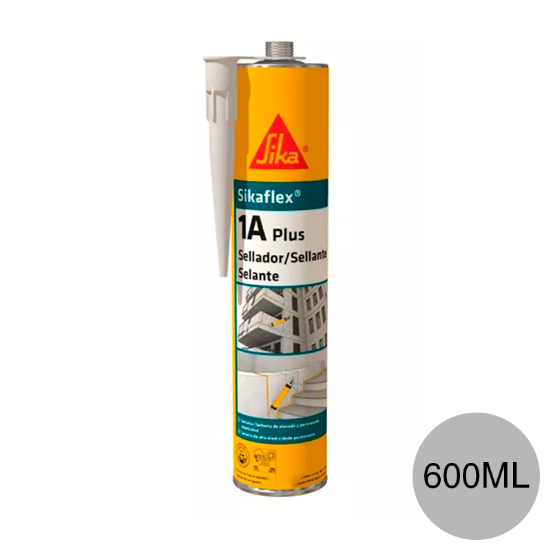 Sellador juntas construccion seco y fisuras poliuretano Sikaflex-1A Plus gris cartucho x 600ml
