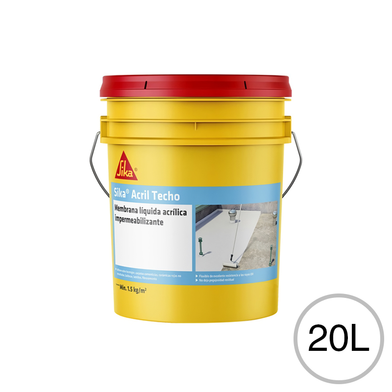 Impermeabilizante acrilico Sika-Acril techos exterior blanco balde x 20l
