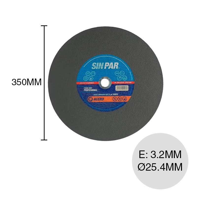 Disco amoladora corte metal 3.2mm x ø 25.4mm x ø 350mm