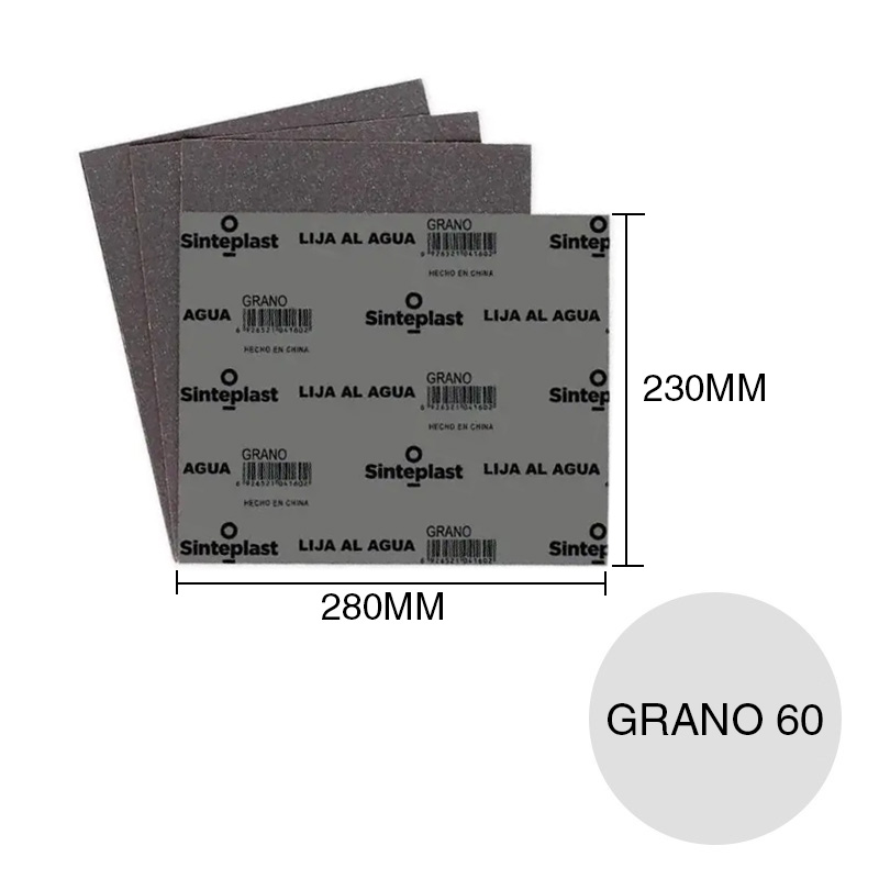 Lija al agua grano 60 hoja papel 230 x 280mm