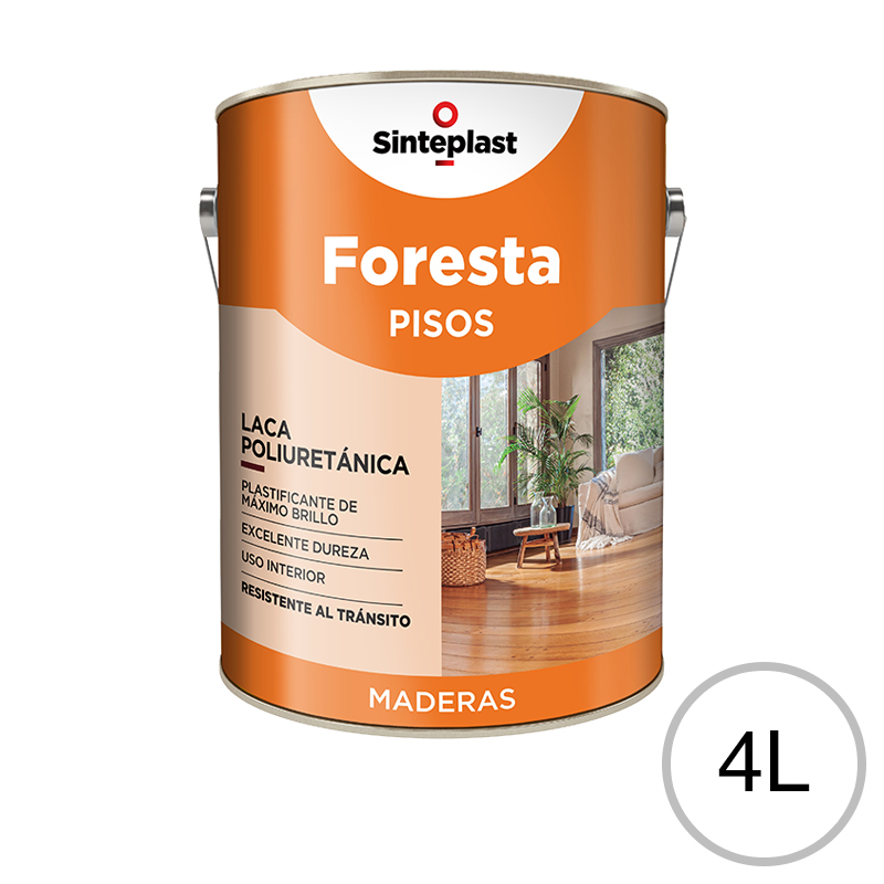 Laca poliuretanica Foresta pisos madera interior incoloro brillante lata x 4l