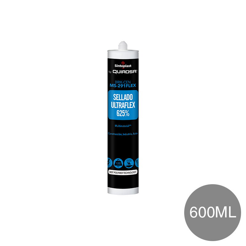 Sellador adhesivo Brik-cen MS 291 Flex gris cartucho x 600ml