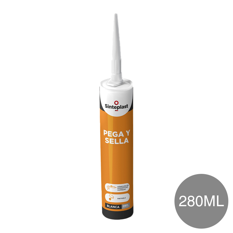 Sellador adhesivo poliuretano Pega y Sella p/fisuras gris x 280ml caja x 12u