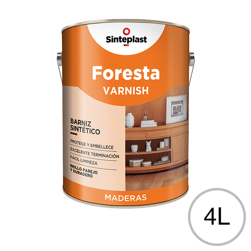 Barniz sintetico Foresta Varnish exterior interior incoloro brillante lata x 4l