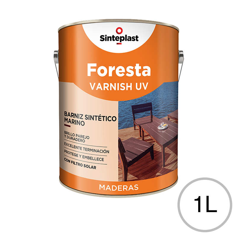 Barniz sintetico marino Foresta Varnish UV exterior interior incoloro brillante lata x 1l