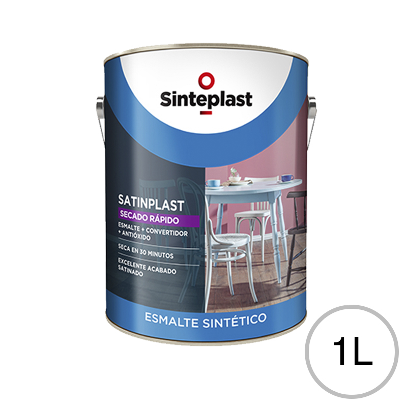 Esmalte sintetico convertidor antioxido Satinplast Secado Rapido exterior interior blanco satinado lata x 1l
