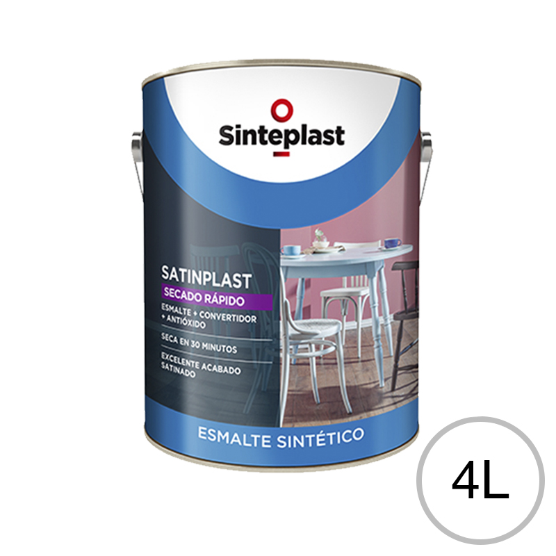 Esmalte sintetico convertidor antioxido Satinplast Secado Rapido exterior interior blanco satinado lata x 4l