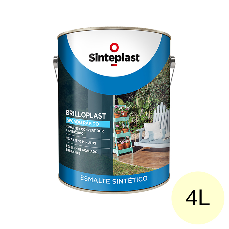 Esmalte sintetico convertidor antioxido exterior interior Brilloplast 3 en 1 Secado Rapido marfil brillante lata x 4l