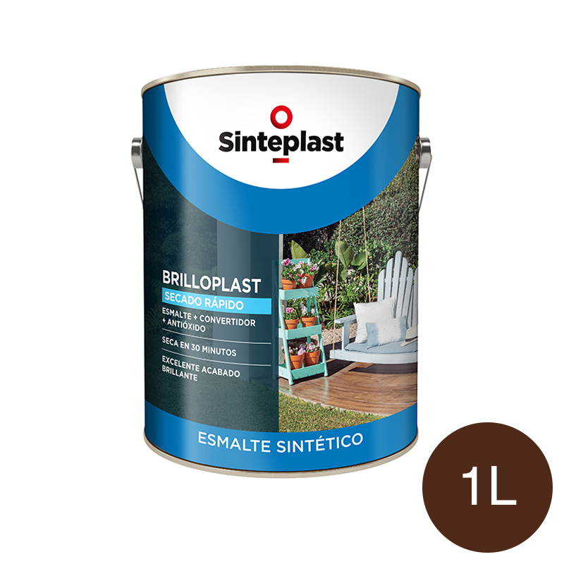 Esmalte sintetico convertidor antioxido exterior interior Brilloplast 3 en 1 Secado Rapido marron africano brillante lata x 1l