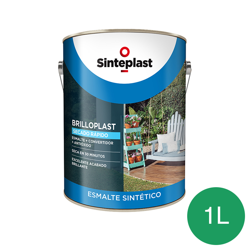 Esmalte sintetico convertidor antioxido exterior interior Brilloplast 3 en 1 Secado Rapido verde ingles brillante lata x 1l