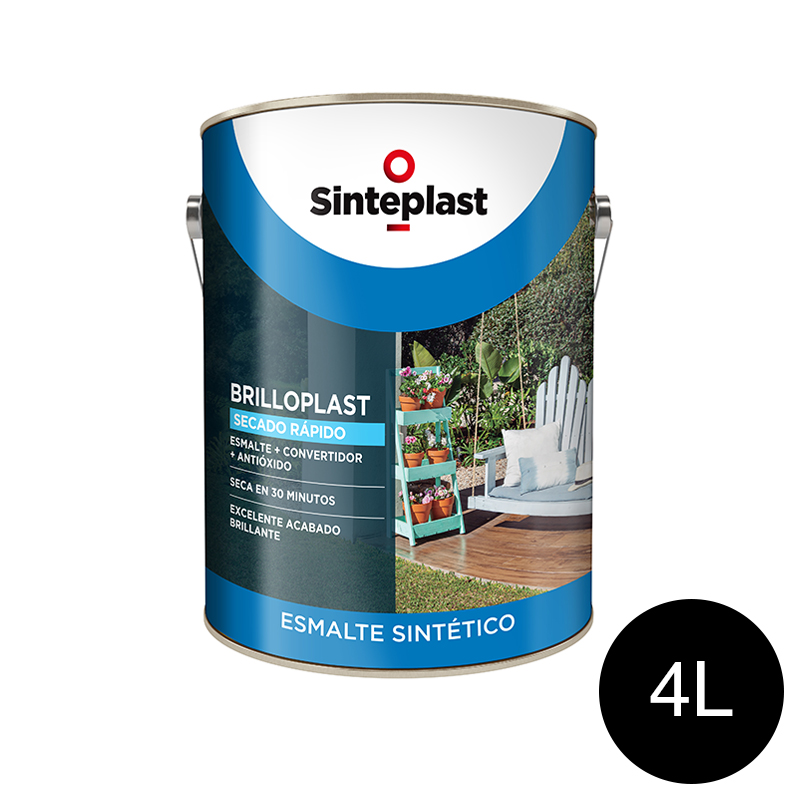 Esmalte sintetico convertidor antioxido exterior interior Brilloplast 3 en 1 Secado Rapido negro brillante lata x 4l