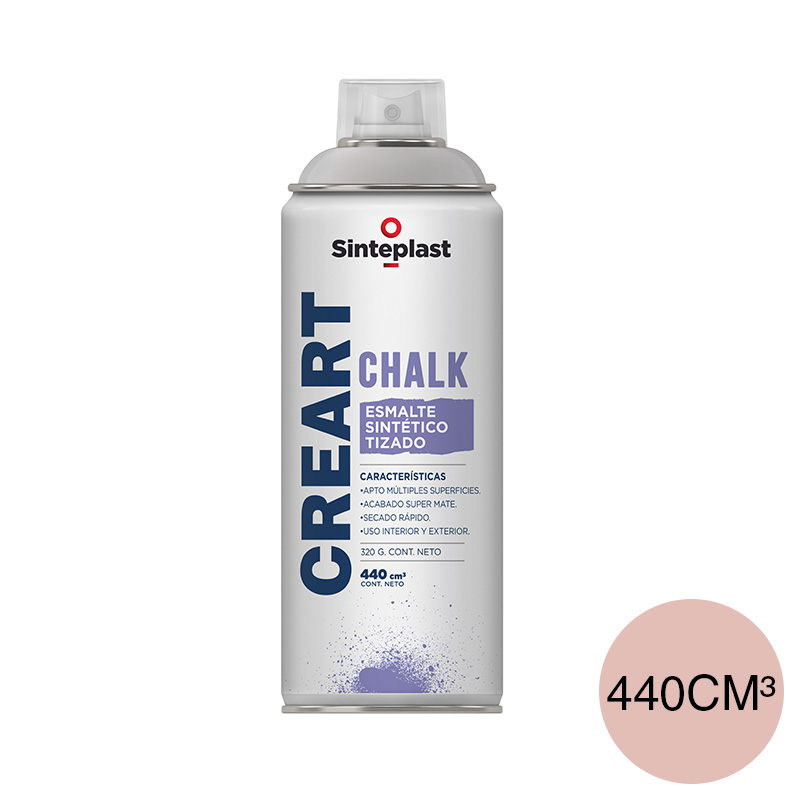 Esmalte sintetico tizado Creart Chalk exterior interior rosa rococo mate aerosol x 440cm³