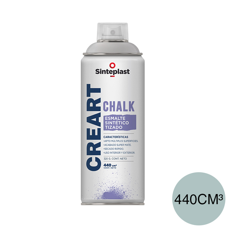 Esmalte sintetico tizado Creart Chalk exterior interior celeste envejecido mate aerosol x 440cm³