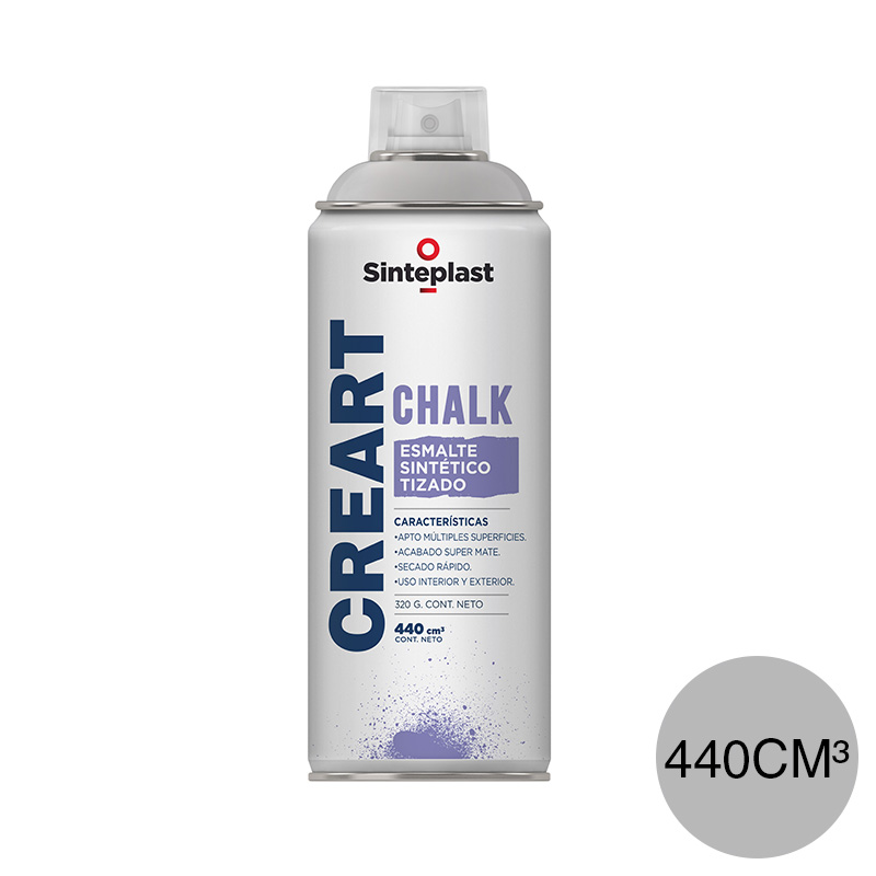 Esmalte sintetico tizado Creart Chalk exterior interior gris antiguo mate aerosol x 440cm³