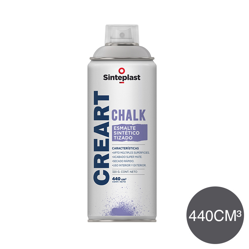 Esmalte sintetico tizado Creart Chalk exterior interior gris sombra mate aerosol x 440cm³