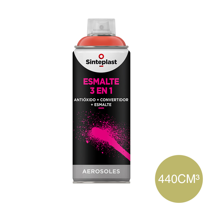 Esmalte sintetico convertidor antioxido 3 en 1 exterior interior hueso brillante aerosol x 440cm³