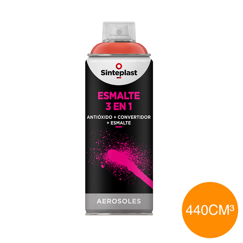 Esmalte sintetico convertidor antioxido 3 en 1 exterior interior mango shot brillante aerosol x 440cm³
