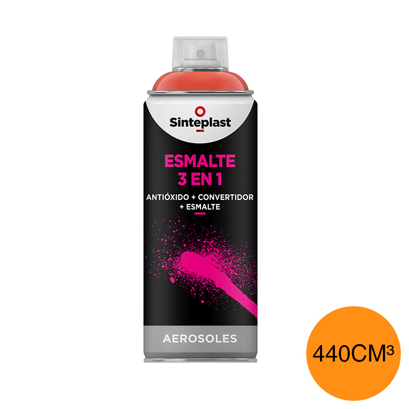 Esmalte sintetico convertidor antioxido 3 en 1 exterior interior naranja brillante aerosol x 440cm³