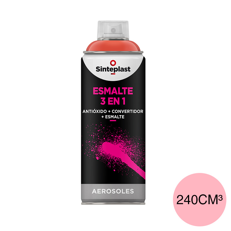 Esmalte sintetico convertidor antioxido 3 en 1 exterior interior rosa brillante aerosol x 240cm³