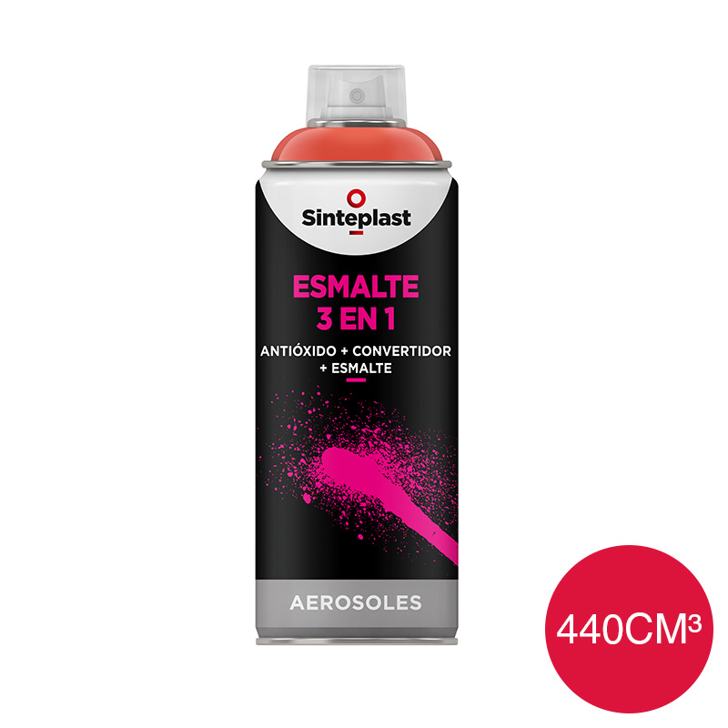 Esmalte sintetico convertidor antioxido 3 en 1 exterior interior fucsia brillante aerosol x 440cm³