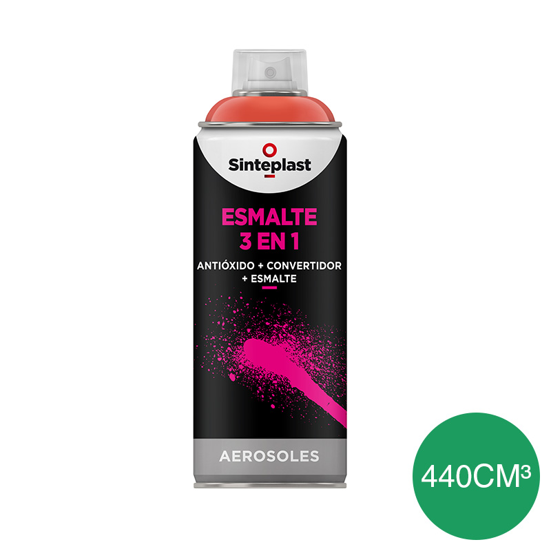 Esmalte sintetico convertidor antioxido 3 en 1 exterior interior verde ingles brillante aerosol x 440cm³