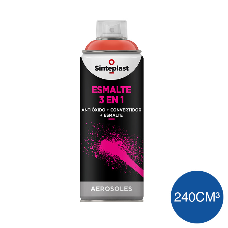Esmalte sintetico convertidor antioxido 3 en 1 exterior interior azul traful brillante aerosol x 240cm³