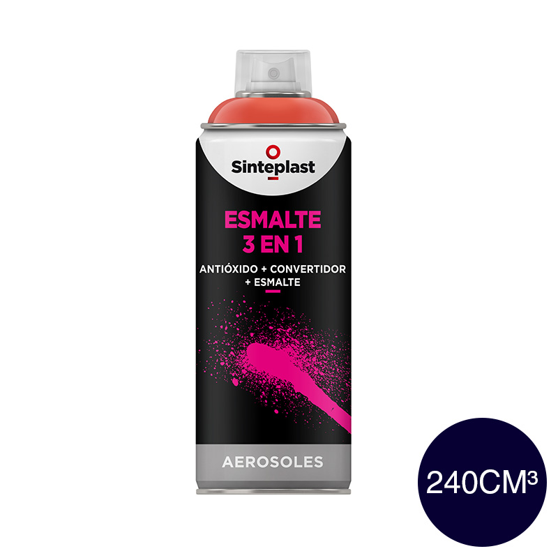 Esmalte sintetico convertidor antioxido 3 en 1 exterior interior azul marino brillante aerosol x 240cm³